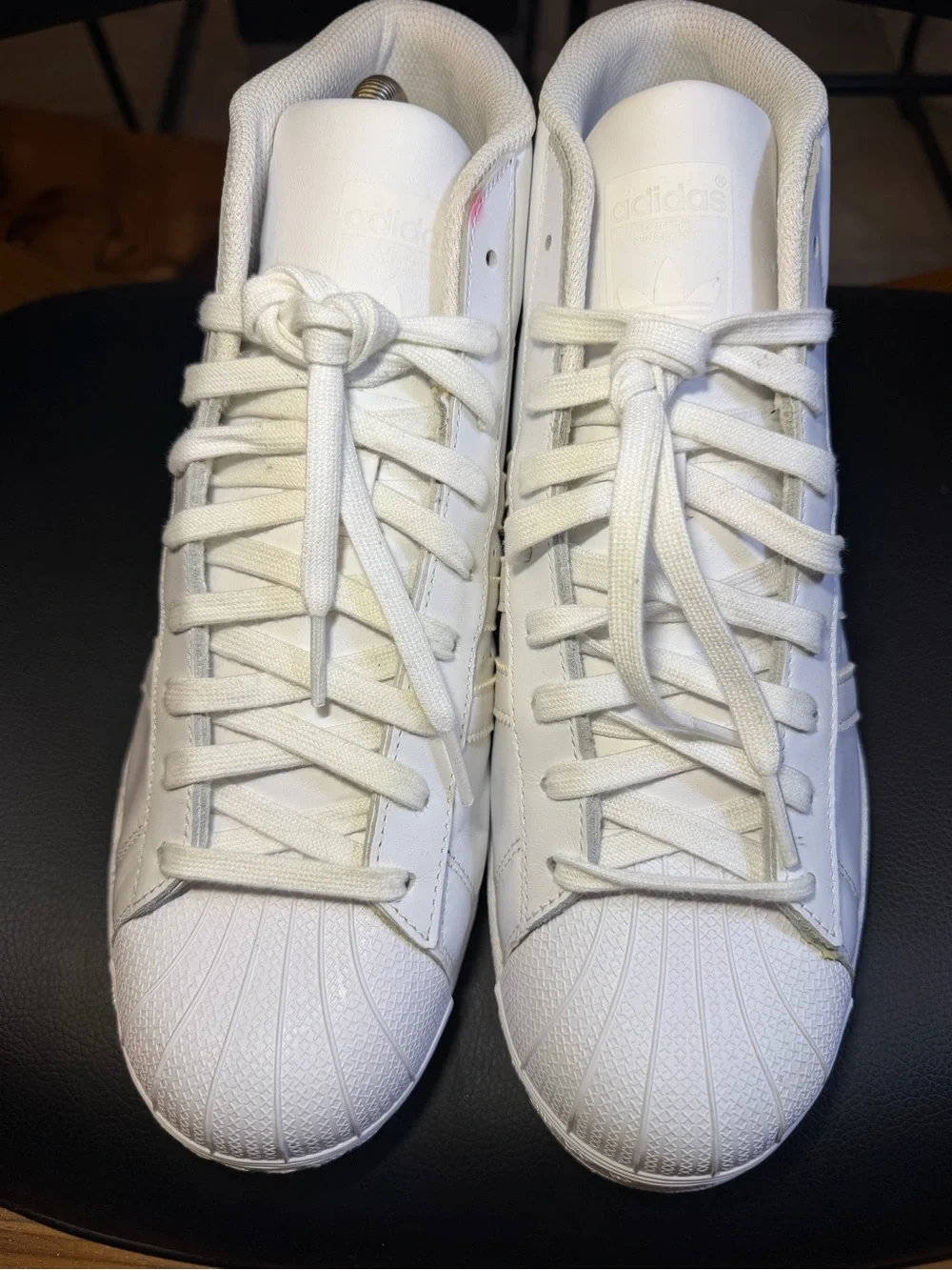 adidas White High-Top Shell Toe Sneakers